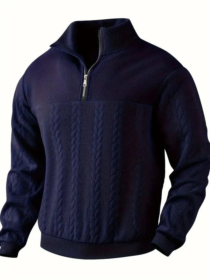 Brit & Boho™️ | Casual Jacquard Quarter-Zip Pullover Brit & Boho | Fashion & Boutique