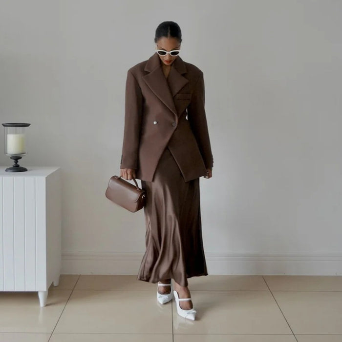 Brit & Boho™ I Timeless Double‑Breasted Tailored Blazer