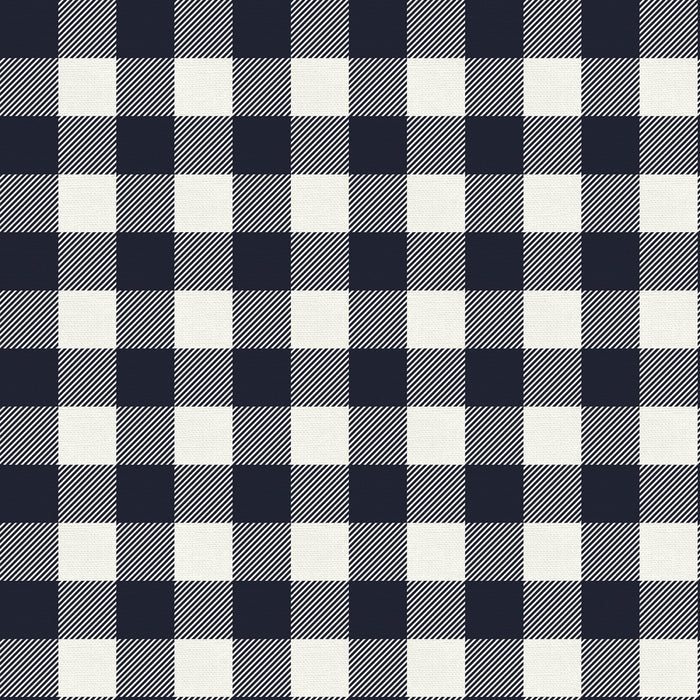 Buffalo Check - Organic Cotton Double Gauze - Navy - GOTS