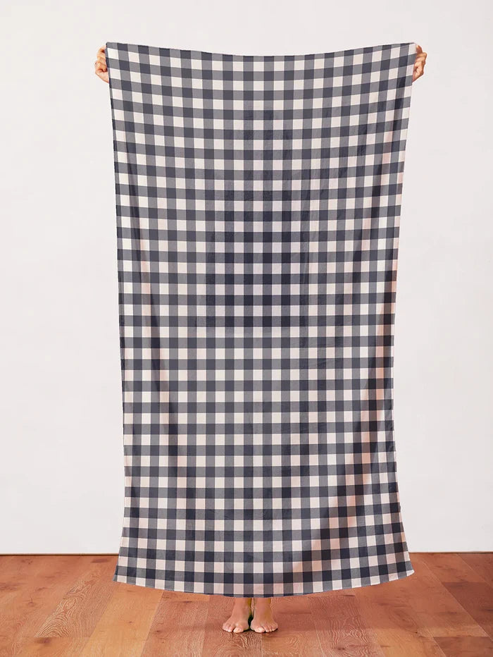 Buffalo Check - Organic Cotton Double Gauze - Navy - GOTS