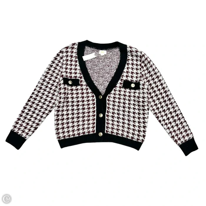 Cardigan By Anthropologie In Maroon & White, Size: L