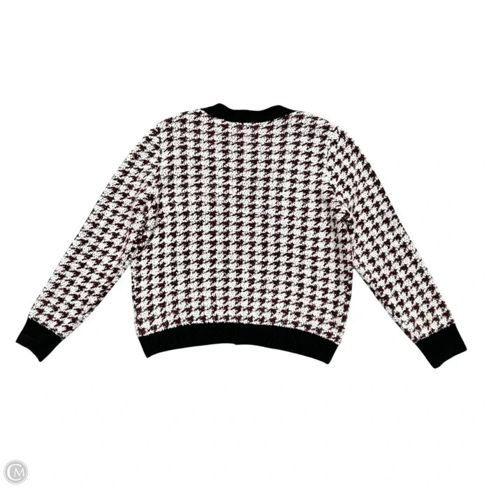 Cardigan By Anthropologie In Maroon & White, Size: L