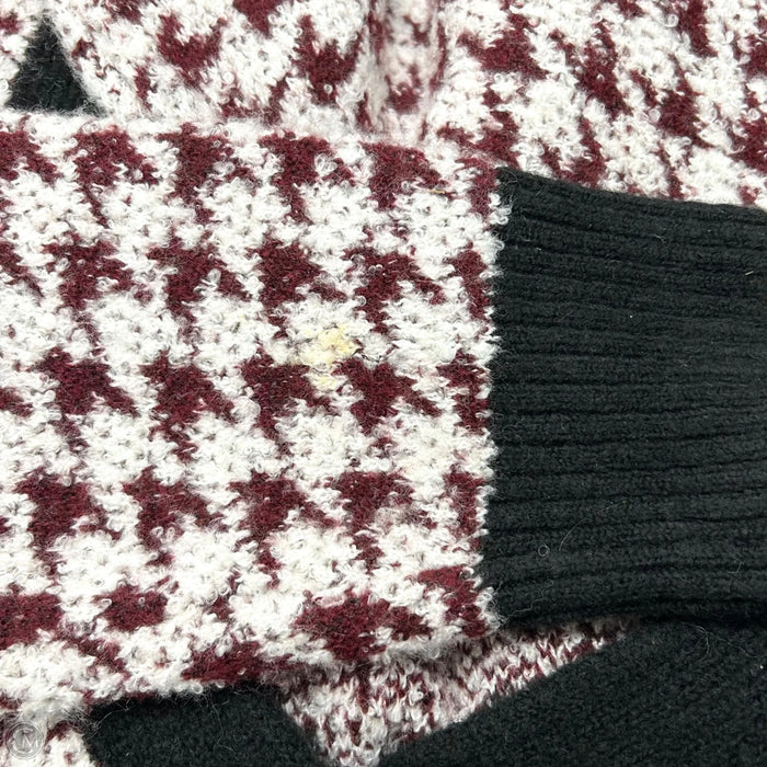 Cardigan By Anthropologie In Maroon & White, Size: L