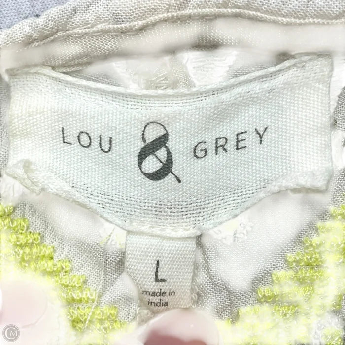 Cardigan By Lou And Grey In Cream & Green, Size: L