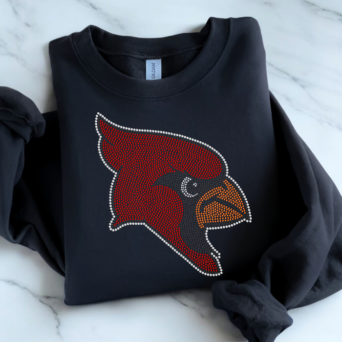 Cardinal Head Mascot RHINESTONE TRANSFER