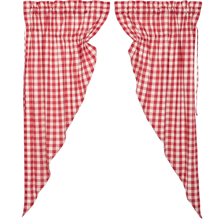 Annie Red Buffalo Check Prairie Curtains-Lange General Store