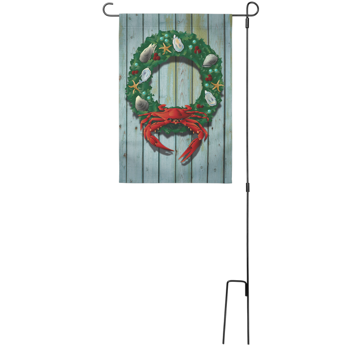 Coastal_Holiday_Crab_Wreath_Garden_Flag__Main_Stand_Mockup.png