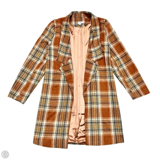 Coat Peacoat By Andree By Unit In Brown & Cream, Size: M