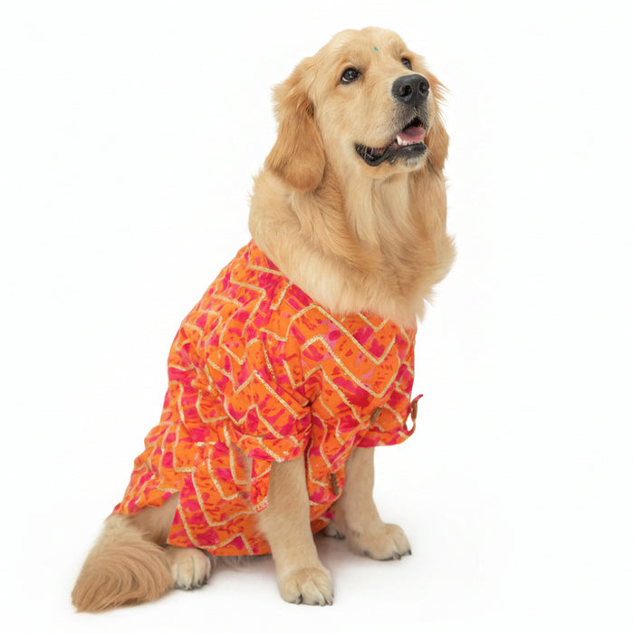 Coral Blush Gota Dog Kurta - Premium Indian Dog Ethnic Wear