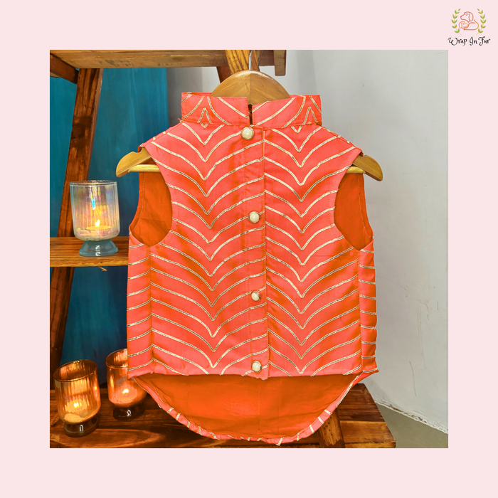 Coral Golden Dog Sherwani