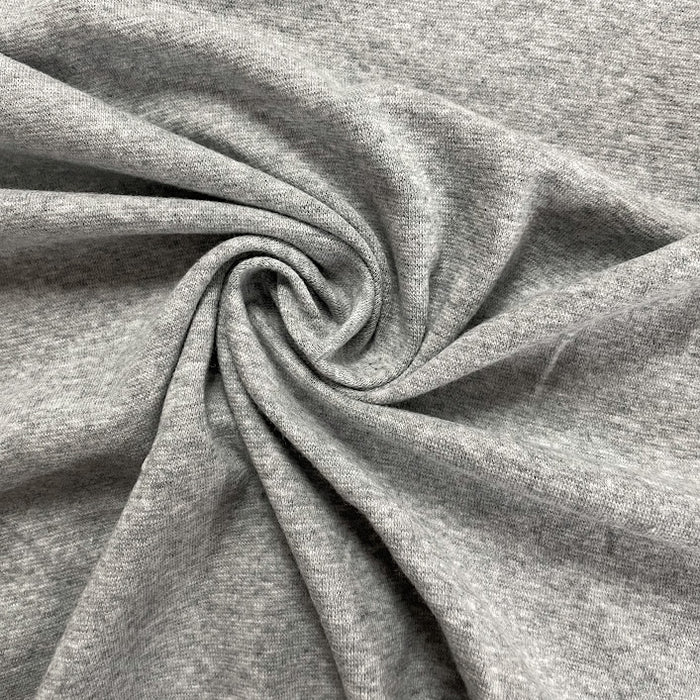 Cotton Spandex 1x1 Rib Knit Fabric - Light Heather Grey