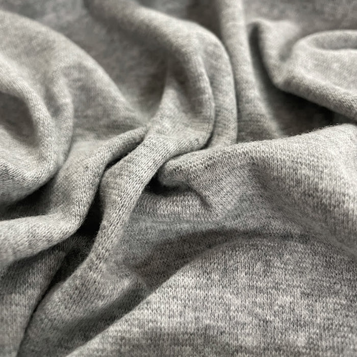 Cotton Spandex 1x1 Rib Knit Fabric - Light Heather Grey