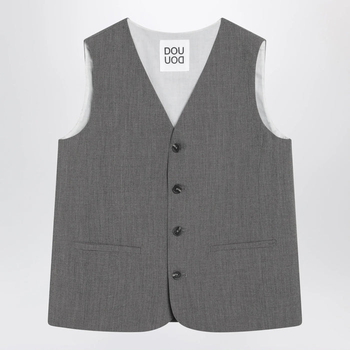 Douuod - Grey single-breasted vest Brand Vests 8