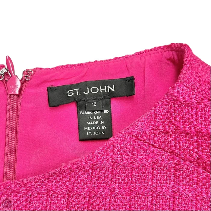 Dress Luxury Designer By St John Collection In Pink, Size: L