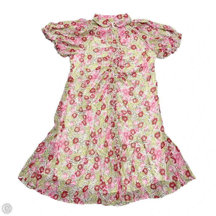 Dress Party Midi By Anthropologie In Green & Pink, Size: 3x