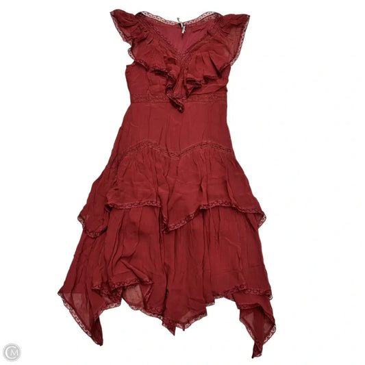 Dress Party Midi By Anthropologie In Maroon, Size: Sp