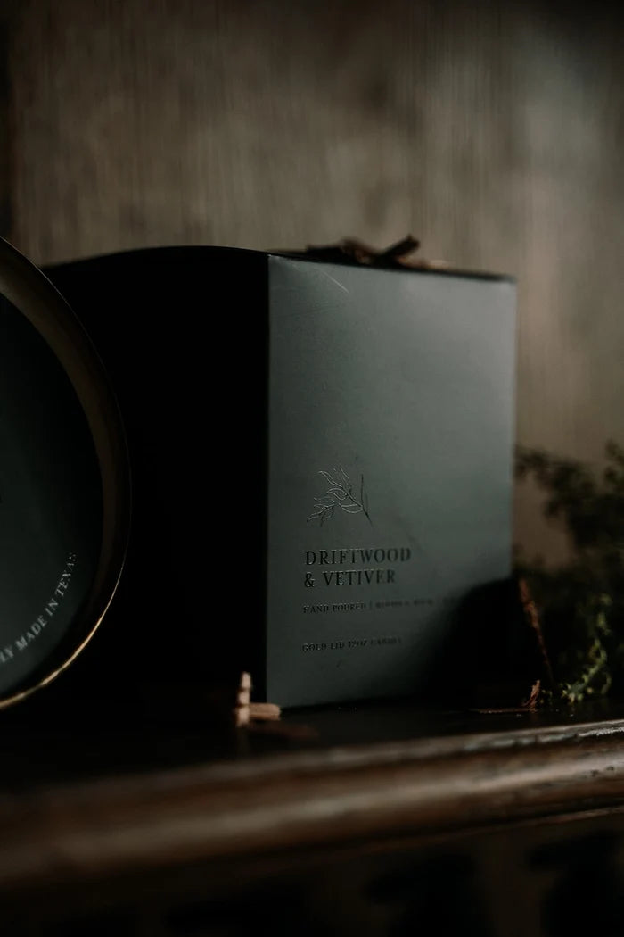 Driftwood & Vetiver Black Lid Candle & Boutique Box