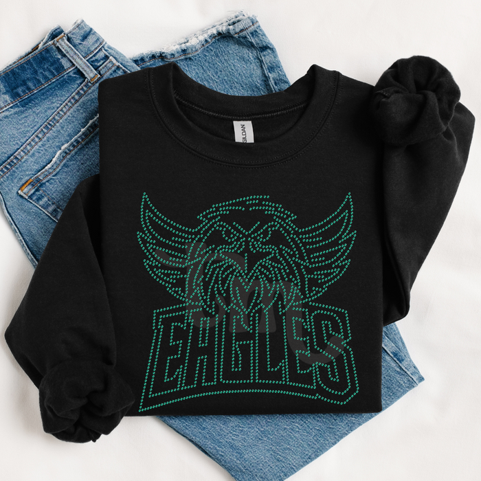 Eagles w/ Mascot Name RHINESTONE TRANSFER