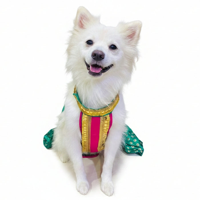 Emerald Green Dog Lehenga Choli – Premium Pet Wedding Dress