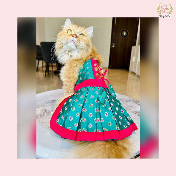 Emerald Green Dog Lehenga Choli – Premium Pet Wedding Dress