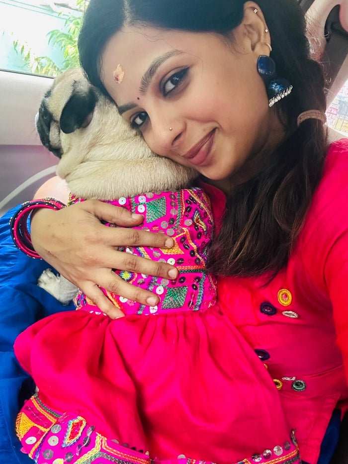 Ethnic Pink Mirror Dog Wedding Frock – Princess Style Dog Dress