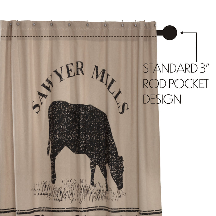 Farmstead Charcoal Cow Shower Curtain-Lange General Store