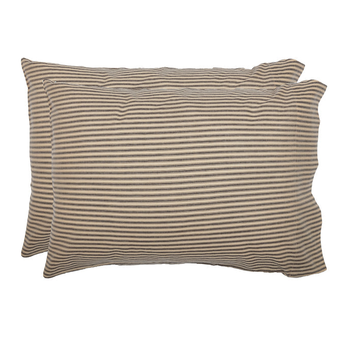 Farmstead Charcoal Ticking Stripe Pillow Cases Set