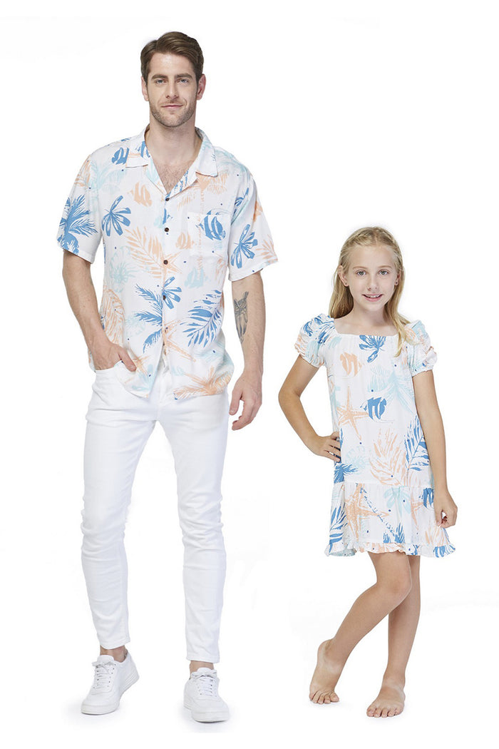 Father Daughter Kala Set in Sandy Beach White