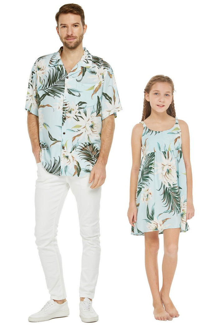 Father Daughter Keahi Set in Wispy Cereus Light Blue