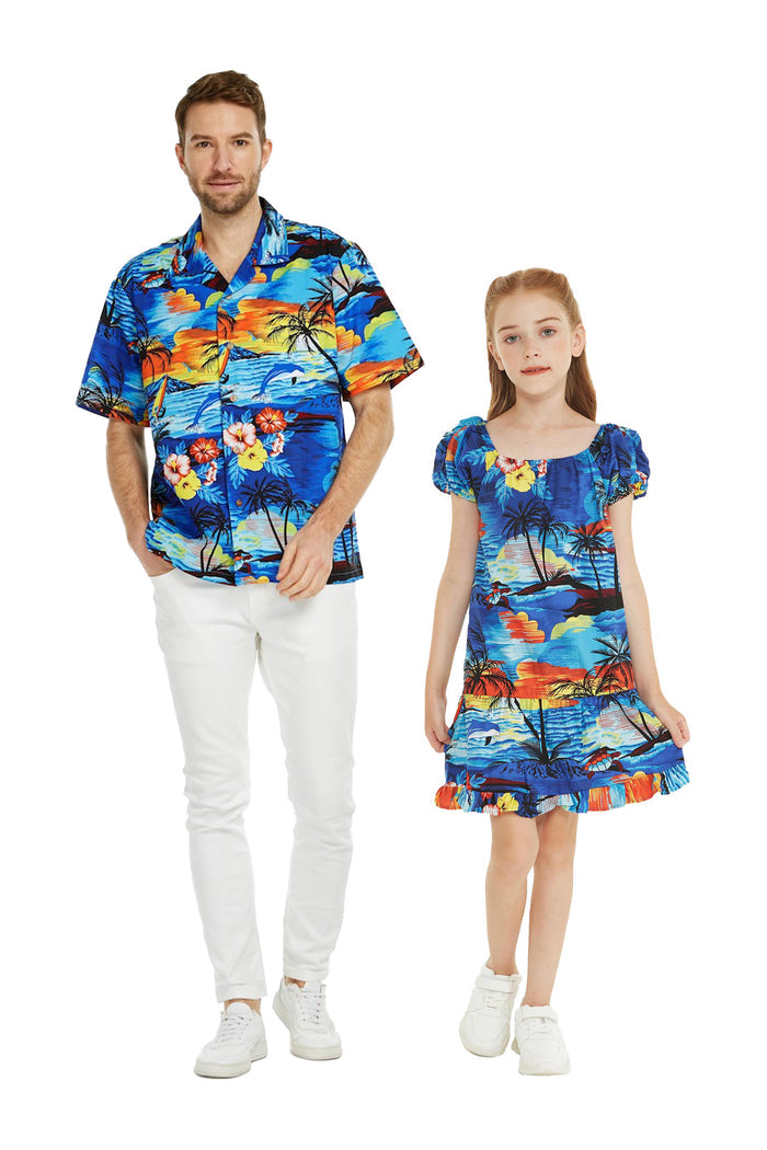 Father Daughter Lani Set in Dolphin Sunset Blue