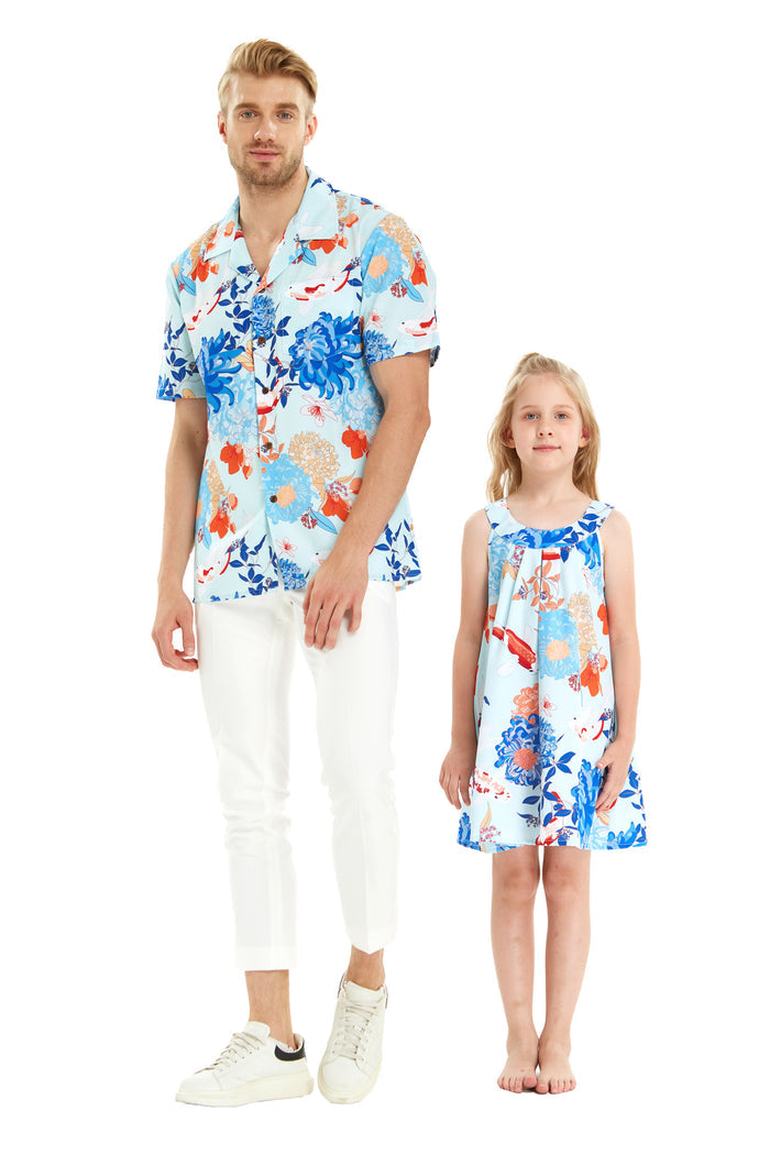 Father Daughter Mahina Set in Flowering Koi