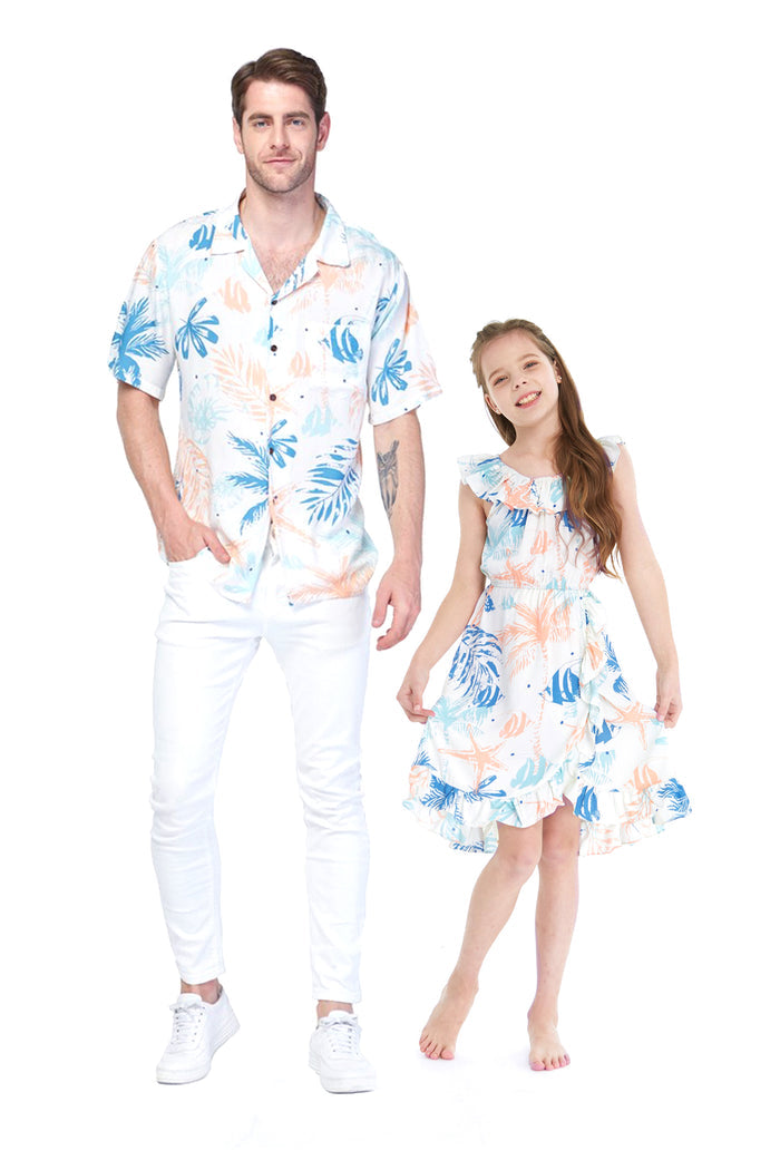 Father Daughter Nalani Set in Sandy Beach White