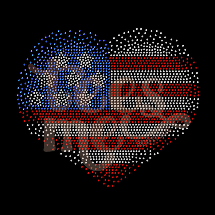 Flag Heart Scatter RHINESTONE TRANSFER