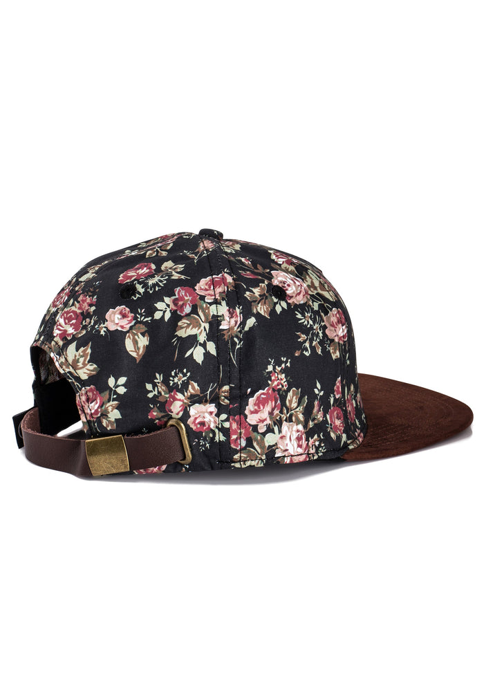 Blackskies-Black-Beauty-Vol-III-Snapback-Cap-Floral-Rose-Strapback-Brown-Suede-Back