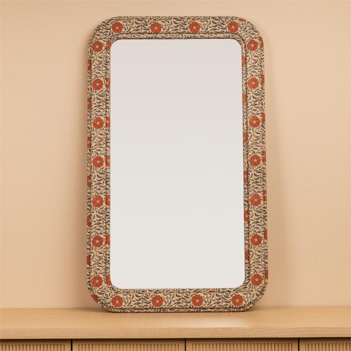 Floral Textile Framed Mirror