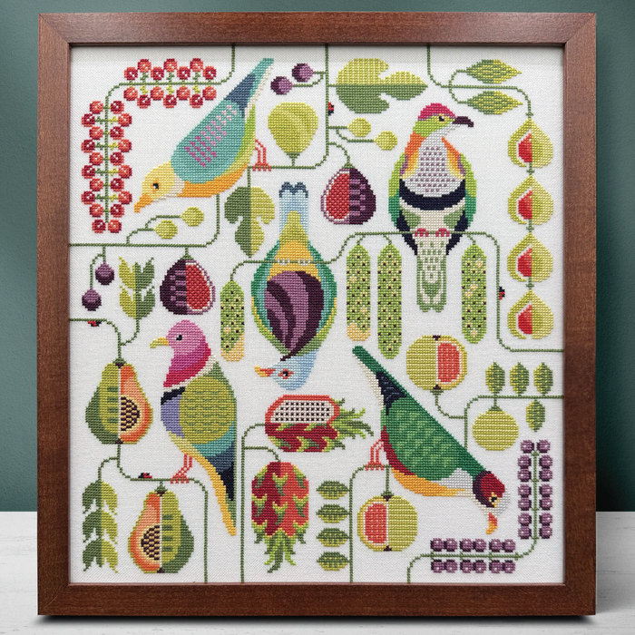 Fruit Dove Frenzy Cross Stitch Pattern-Stitched Modern