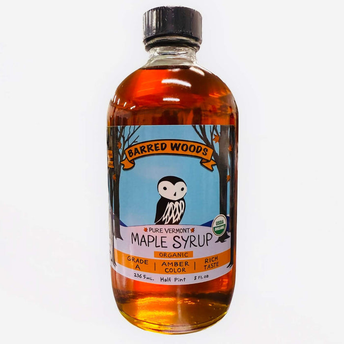 Glass Bottle of Pure Vermont Organic Maple Syrup - Half Pint