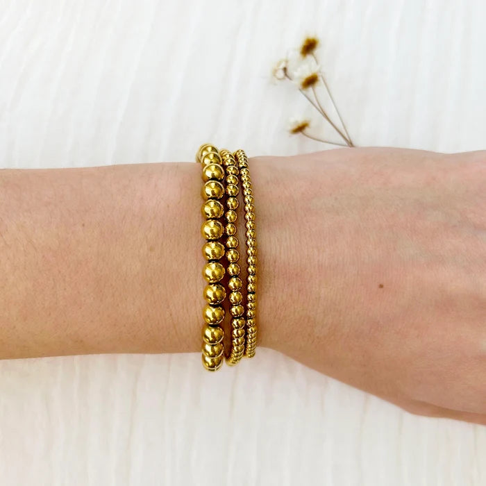 Gold Beaded Stacking Bracelet Set