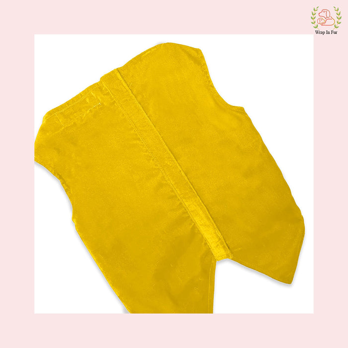 Golden Yellow Velvet Dog Tuxedo Vest - Festive Wedding Suit