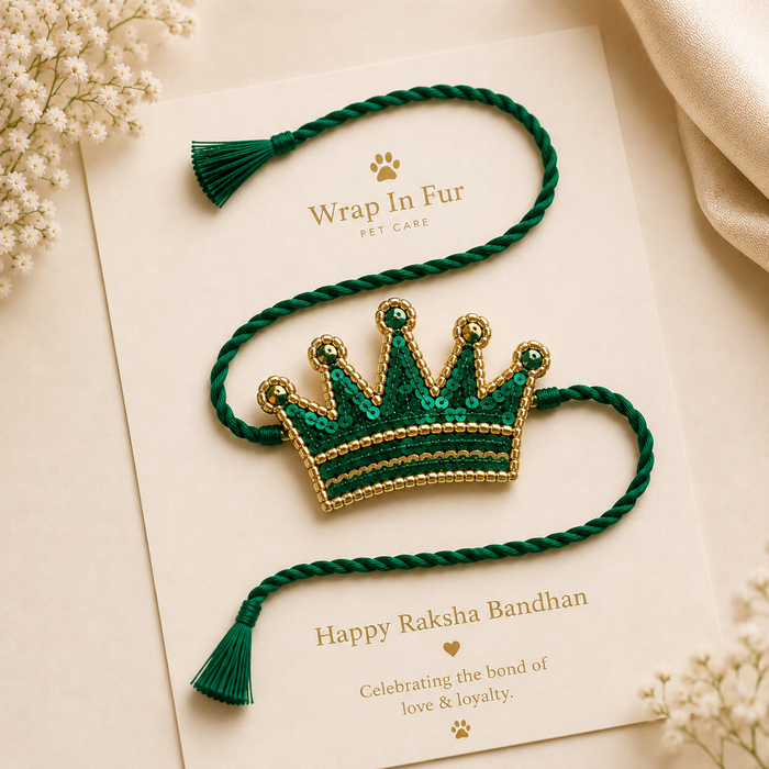 Green Crown Rakhi for Dogs & Cats