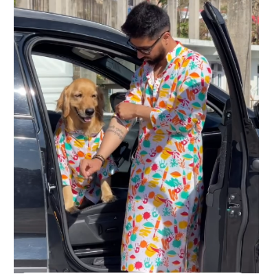 Green Rangeen Kurta Twinning Set Dog and Parent