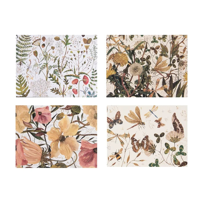 Greens and Flowers Notecards with Envelopes - Set of 16