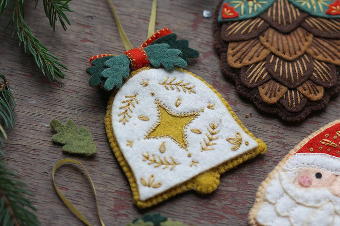 Hand Embroidered Felt Ornament Kit - Bell-Stitched Modern