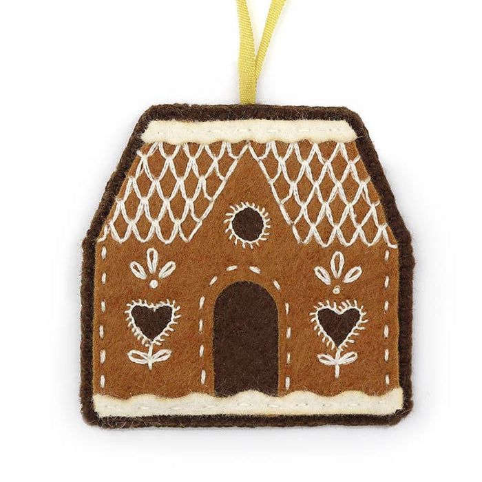 Hand Embroidered Felt Ornament Kit - Gingerbread House-Stitched Modern