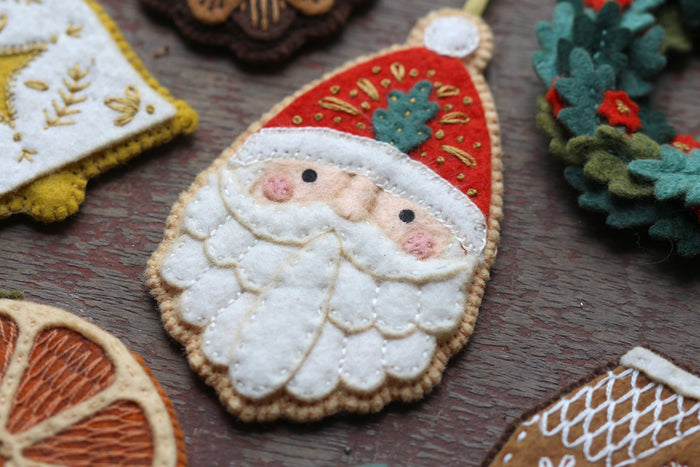 Hand Embroidered Felt Ornament Kit - Santa Claus-Stitched Modern