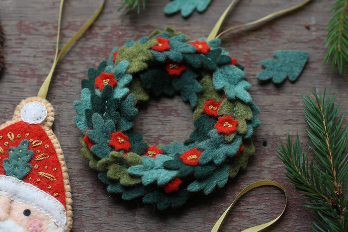 Hand Embroidered Felt Ornament Kit - Wreath-Stitched Modern