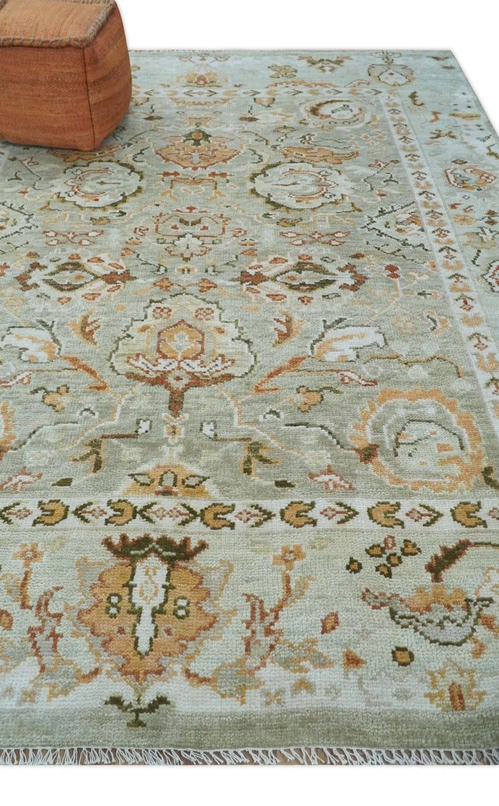 5x8, 6x9, 8x10, 9x12, 10x14 and 12x15 Hand Knotted Antique Peach and Beige Traditional Persian Vintage Oushak Wool Rug | TRDCP755 - The Rug Decor