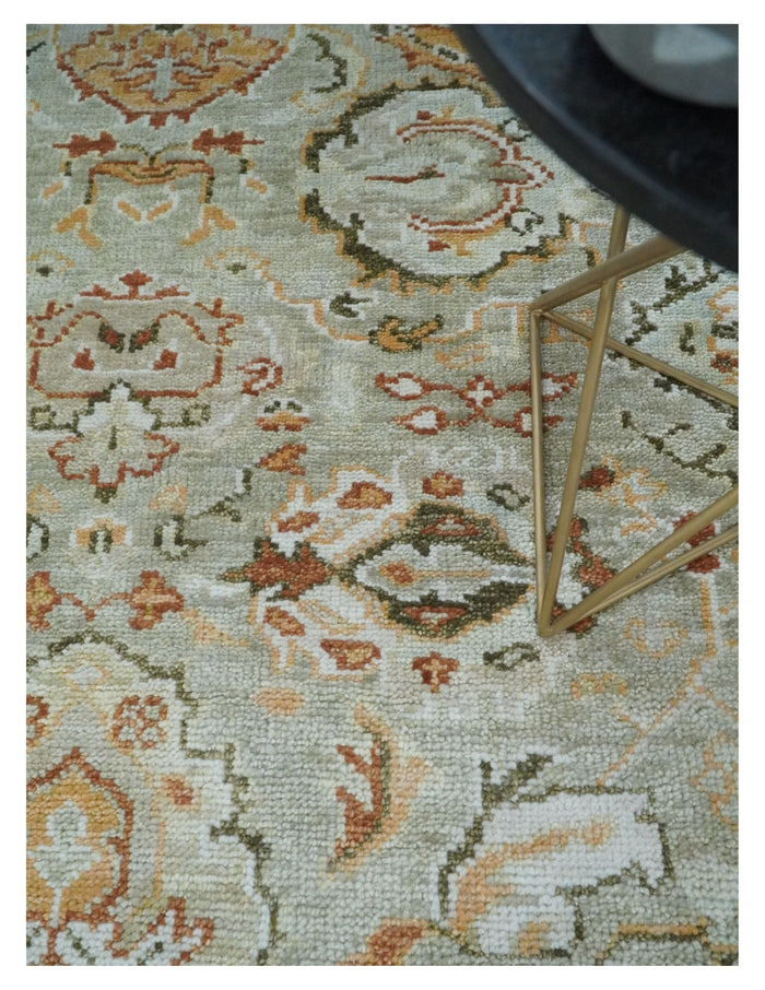5x8, 6x9, 8x10, 9x12, 10x14 and 12x15 Hand Knotted Antique Peach and Beige Traditional Persian Vintage Oushak Wool Rug | TRDCP755 - The Rug Decor