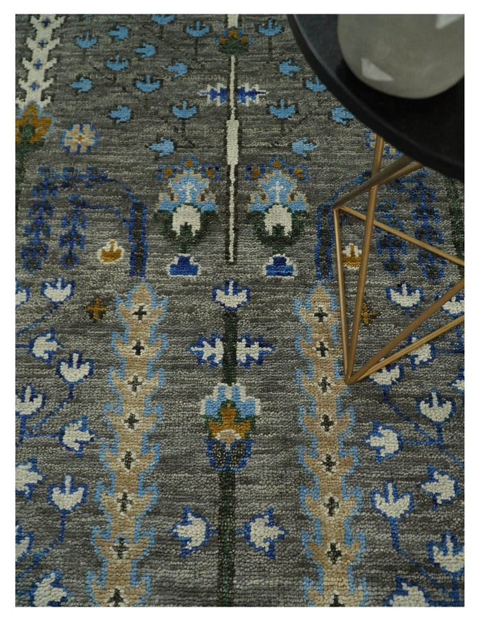 5x8, 6x9, 8x10, 9x12, 10x14 and 12x15 Hand Knotted Charcoal and Ivory Traditional Persian Vintage Heriz Serapi Wool Rug | TRDCP695 - The Rug Decor