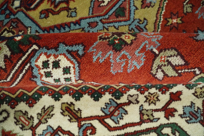 3x5,4x6, 5x8, 8x10, 9x12 and 12x15 Rust and Blue Hand Knotted Traditional Antique Persian Design Wool Rug | TRDCP385810 - The Rug Decor